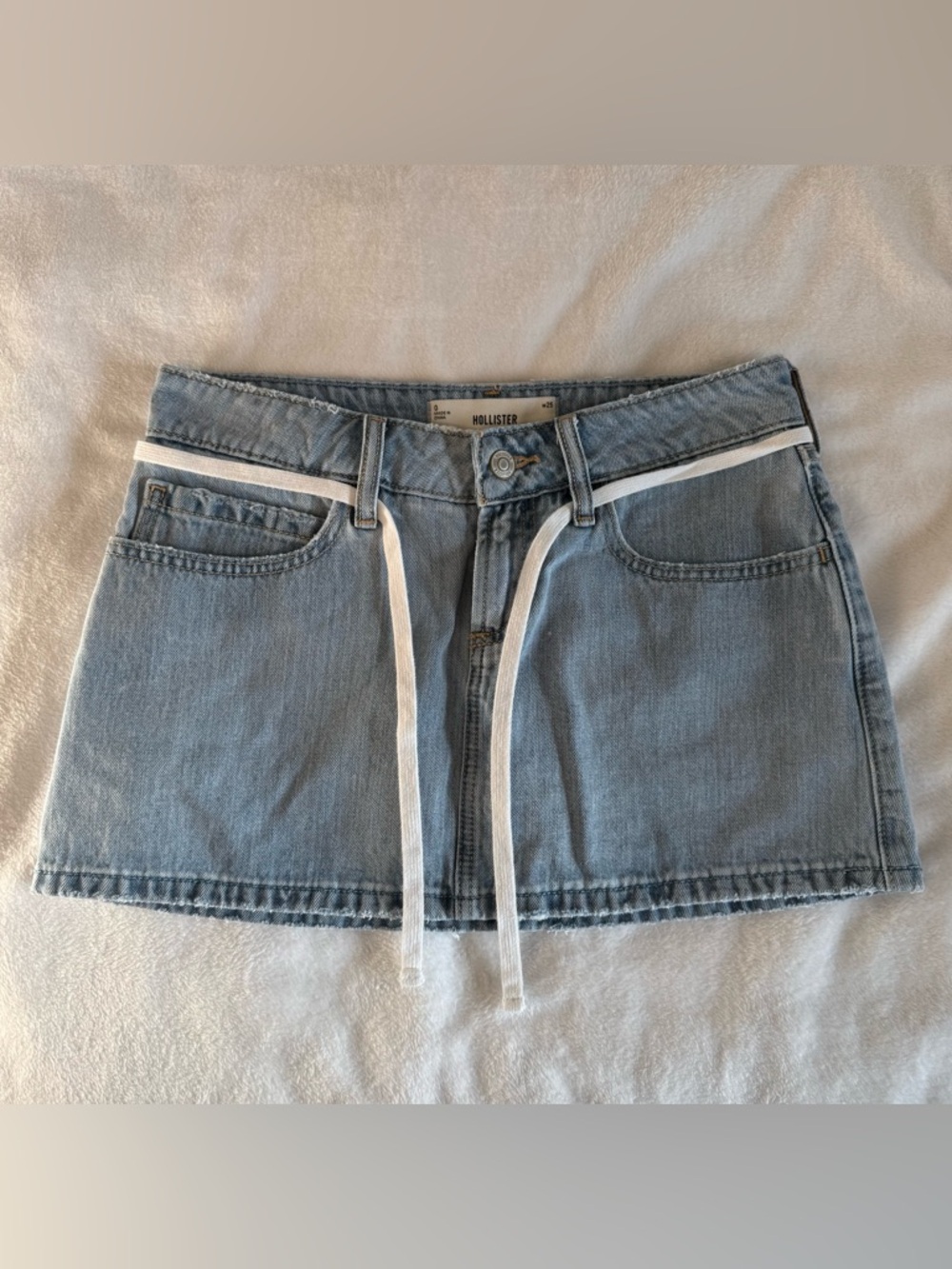 Hollister Low-rise Light Wash Shoelace Denim Mini Skort Size 0